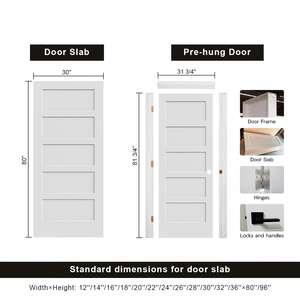 ประตูไม้สำเร็จรูป 5 บาน ขนาด 30*80 นิ้ว แบบ Shaker สีขา<span class=keywords><strong>ว</strong></span>รองพื้น ดีไซน์สวยงาม สำหรับ<span class=keywords><strong>ห้อง</strong></span><span class=keywords><strong>ครัว</strong></span>และโรงแรม - Product Image 2