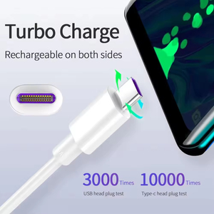 Cable USB a Tipo C Personalizado de 1m 2m 1.5m 5A para Carga Rápida de Teléfono Móvil, Cables USB Blancos de Datos, Precio de Fábrica - Product Image 4