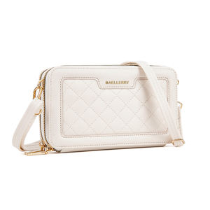 Clássico Luxo Bolsa Crossbody Dual Zipper Casual Feminino Bolsa de Ombro Com Poliéster e Forro De Couro - Product Image 5