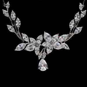 HIBRIDE di lusso a forma di foglia di cristallo gioielli da sposa per le spose donne accessori di gioielli da sposa da ballo di nozze Set di N-243 Bijoux - Product Image 3