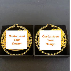 Dropshipping Stainless Steel Trendy Stud <b>Earrings</b> with 18K Gold Plating Cartoon Character <b>Piercing</b> & Personalized Name for Women - Product Image 1