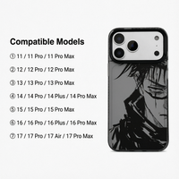 Coque antichoc en TPU style bande dessinée noire avec portrait de personnage d'anime, motif lignes, pour iPhone 17 16 15 14 13 Pro Max