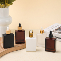 30ml 50ml 100mL ámbar Marrón mate negro esmerilado vidrio cuadrado cuentagotas tapa Crema para Ojos Crema para el cuidado de la piel aceite esencial