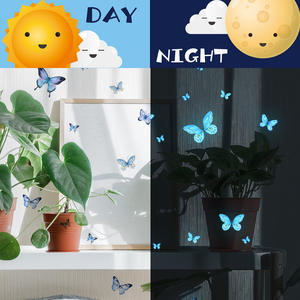 Nouvelle lumière nocturne murale autocollante en forme de papillon bleu, autocollant mural en PVC, décoration intérieure pour salon et <span class=keywords><strong>chambre</strong></span> à coucher - Product Image 6