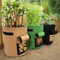 Lot de 3 sacs de culture pour pommes de terre en tissu feutré imperméable, respirant, durable, léger, avec fenêtre de récolte, capacité 7 gallons, pour pépinière et jardin