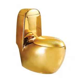 Gold color Rimless hot sale dual flush wholesale golden color toilet commode one piece toilet