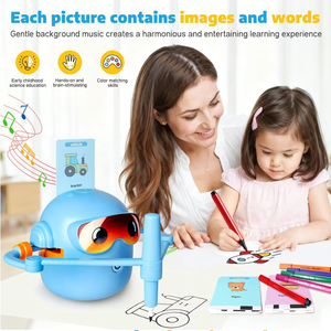 Robot de dessin inspiré de <span class=keywords><strong>Montessori</strong></span>, jouet d'apprentissage interactif de la peinture avec 100 cartes - Product Image 1
