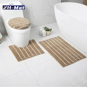 Custom Chenille Bath Mats 2 Pcs 3 Pieces 5 Pieces Anti-Slip Bathroom Rug Microfiber Bath Sets China Factory Sales Cheap Price