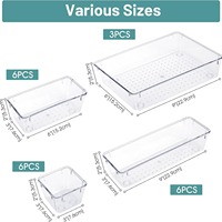 Boîte de rangement en plastique JX, 25 pièces, transparente, pour cuisine, bureau, cosmétiques, articles divers, organisation par séparation