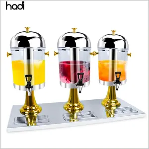 गुआंगज़ौ hadi गर्म बेचने रस ठंडे पेय मशीन वाणिज्यिक सोने के रंग 3 डिब्बे बुफे कम MOQ के साथ पेय मशीन