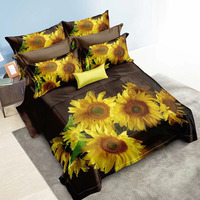 Ensemble de literie quatre pièces en microfibre 100% polyester, impression numérique 3D, motif floral rose, housse de couette, draps, ensembles de draps