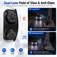Système de caméra de camion OEM à double objectif avec écran tactile Full HD 1080P CMS, avertissement IA de piétons et véhicules BSD, rétroviseur numérique