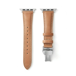 Bracelet en cuir tanné végétal Upro avec boucle papillon pour Apple Watch Ultra Series 10 9 8 7 SE, bracelet en cuir véritable en gros - Product Image 4