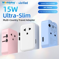 Adaptateur de voyage universel Worldplug personnalisé tout-en-un ultra-fin pour les États-Unis, l'UE et le monde entier, adaptateur de prise internationale universelle