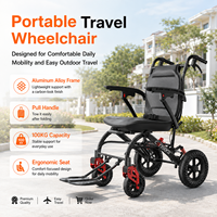 Vente flash : fauteuil roulant manuel pliable en alliage d'aluminium avec poignée de traction, roues alvéolées de 12 pouces et coussin en cuir ergonomique pour personnes âgées