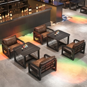 Ensemble de canapés de bar commercial personnalisable en fer forgé de style industriel rétro pour pubs, bars chics, restaurants de barbecue, lieux de musique - Product Image 3