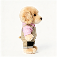 En gros, adorable peluche chien en peluche moelleuse à oreilles tombantes, avec poche cousue, style workwear, jouet en peluche doux