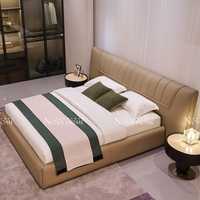 Lit double moderne de luxe italien, intelligent, écologique, design original, en cuir épais et microfibre, taille King/Queen