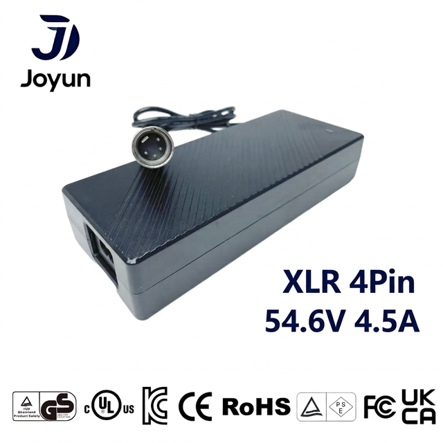 54.6V 4.5A 240W Smart Lithium Charger with Full Safety Protection (Overvoltage/Overcurrent/Short Circuit) for 48V E-Bike/Scooter