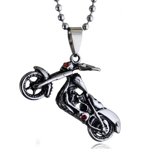 Collier pendentif moto rétro en acier inoxydable pour homme, breloque vélo sportive et originale, couleur argent - Product Image 5