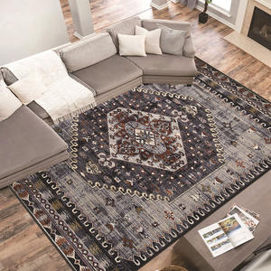 Tapis rectangulaire antidérapant Wan Xinlong style médaillon persan pour salon, canapé, table basse, en velours imprimé effet cristal - Product Image 2