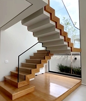 Escalier droit moderne sur mesure à double poutre pour usage commercial et résidentiel intérieur