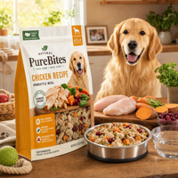 Sac d'emballage pour aliments pour animaux de compagnie, imprimé sur mesure, résistant à l'humidité, laminé PET/AL/PE, fond plat, pochette pour aliments pour animaux de compagnie, fermeture éclair sécurisée, soufflet latéral