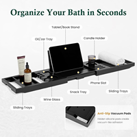 Plateau de bain premium avec coffret cadeau et nœud décoratif, plateau de bain extensible en bambou bois foncé