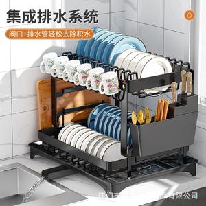 ชั้นวางจานในครัวแบบพับได้อเนกประสงค์ ชั้นวางเก็บของแห้งเร็วพร้อมที่ใส่ช้อนส้อม จาน ตะเกียบ ชาม - Product Image 3