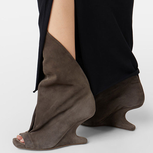 Sandalias de Verano con Punta Abierta de Ante, Botines de Tacón Alto con Plataforma, Botas Cortas Sexys para Mujer con Corte en V - Product Image 1