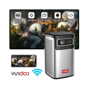 YUNDOO 3D 4K projector 1080p with Battery Cinema Android 9.0 Wifi DLP Home Theater Outdoor Portable Projectors