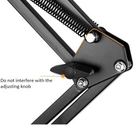 Support de microphone de bureau pliable en métal noir avec support antichoc et accessoire de filtre anti-pop pour instruments de musique de microphone