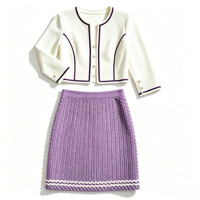 Ensemble deux pièces pour femme : Cardigan court en maille torsadée et jupe texturée – Vente en gros directe usine
