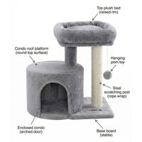 Arbre à chat multi-niveaux moderne de luxe en velours avec poteaux à gratter en sisal naturel, structure d'escalade en peluche écologique pour appartement
