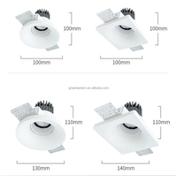 Plafonnier LED encastrable en plâtre 7W 12W, plafonnier rond carré, sans bordures, pour la maison, le salon