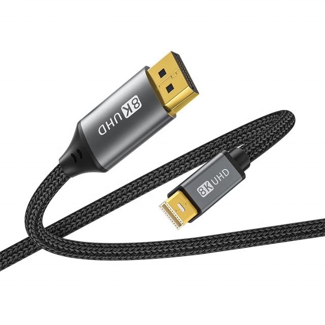 Mini DP to DP Cable 8K60Hz Mini DP Cable4K120HZ Mini Display Port Cable 2M/6.6ft, Grey