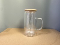 Gobelet en verre à sublimation de 16 oz, 20 oz, 25 oz, avec couvercle en bambou et paille, cadeau pour fête, vente chaude aux États-Unis