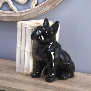 Benutzer definierte Tiers imulations skulptur Wohnkultur Keramik schwarz weiß Frenchie Modell Stier Hund Statue sitzen Französisch Bulldogge Figur