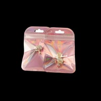Bolsa de maquillaje holográfica, cierre de cremallera reutilizable, iridiscente, color arcoíris, rosa, personalizado, precio de fábrica