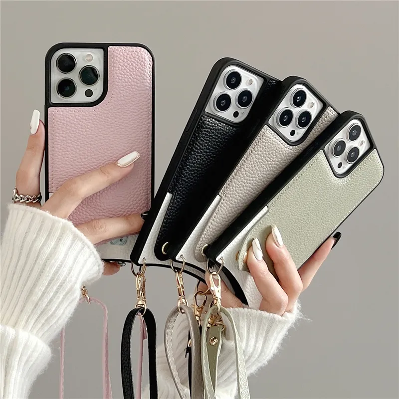 Fashion Crossbody Leather Phone Case For iPhone 11 13 12 Pro Max Shoulder Necklace Wallet Mobile Phone Case Bag