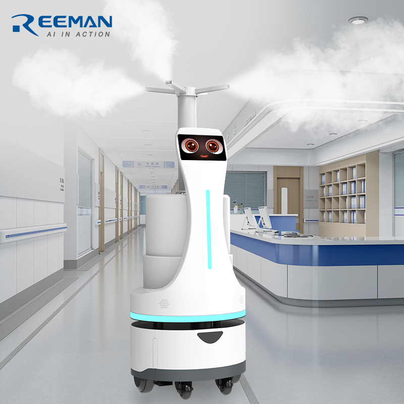 Reeman Robot Disinfeksi Medis, Robot Disinfeksi Otomatis Pintar Semprotan Ultrasonik Robot Disinfeksi