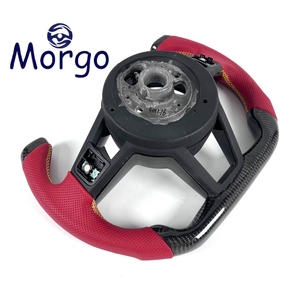 Volant en fibre de carbone style F1 avec cuir rose pour <span class=keywords><strong>Audi</strong></span> <span class=keywords><strong>RS4</strong></span> A4 B8.5 TT 8J S8 D4 S4 RS3 8V A6 C6 <span class=keywords><strong>MK1</strong></span> - Product Image 6