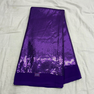 Party Wear Heavy <b>Red</b> Georgette Fabric With All Over Dense Sequence Embroidery For Designer Sarees, Gowns And <b>Lehengas</b> By Fabric - Product Image 1