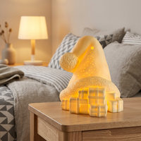Lampes de nuit modernes en céramique blanche à piles, à haute transmission, en forme de bonnet de Père Noël, décoration de Noël pour la maison, utilisation sur table/bureau