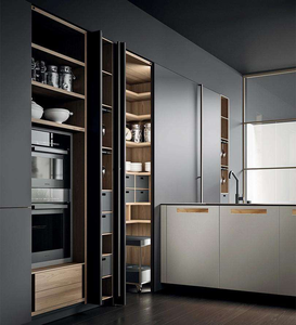 Armoire <span class=keywords><strong>de</strong></span> cuisine modulaire en acier inoxydable avec tiroirs, étagères et crédence pour appartement moderne et salle à manger - Product Image 1