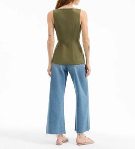 Chaleco Casual de Mujer con Cuello en V y Botones, de Poliéster/Algodón, Transpirable y Resistente al Viento - Product Image 4