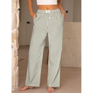 Pantalon à carreaux Anrabess pour femme – Décontracté, ample, doux, tissé, pour la maison et le printemps - Product Image 2
