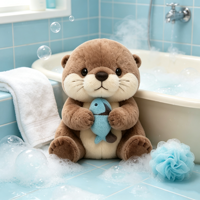 Peluche personnalisée ODM/OEM : Adorable loutre de mer en peluche avec poisson, jouet promotionnel doux et mignon