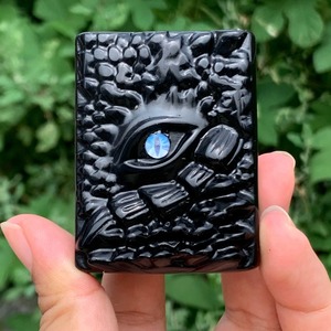 Ojo de Dragón de Cristal Tallado a Mano, Bloque Redondo Personalizado con Relieve, Arte Coleccionable con Temática Animal, Decoración - Product Image 2