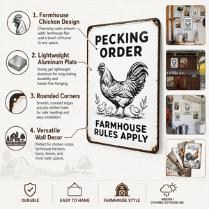 Pancarte en métal rétro « Rooster Chicken » – Décoration <span class=keywords><strong>murale</strong></span> « Cluck Around and Find Out » pour ferme, poulailler et maison - Product Image 4